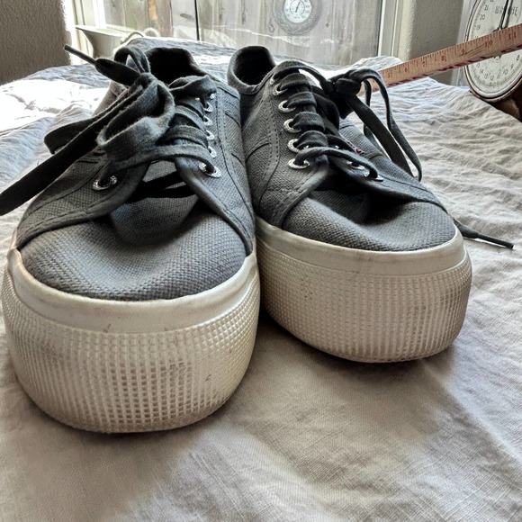 Unisex Superga Sage Gray Platform Sneakers Size 41 - Picture 12 of 15